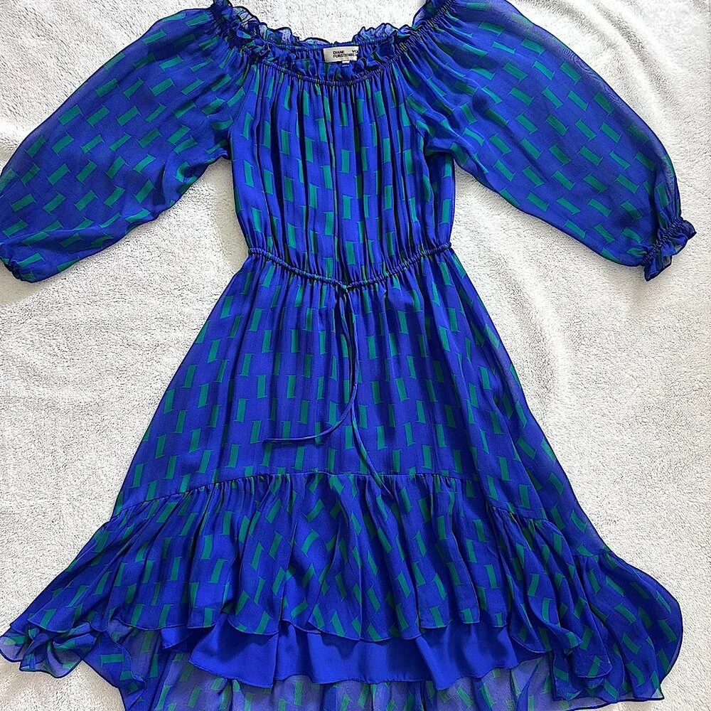 Diane Von Furstenberg Blue Dress - Size 10 - Picture 8 of 9